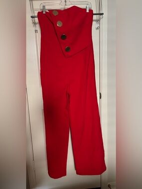 NWOT Chic Me Red Wide-Leg Jumpsuit Pants
